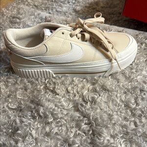 Nike Women's Beige and White Sneakers